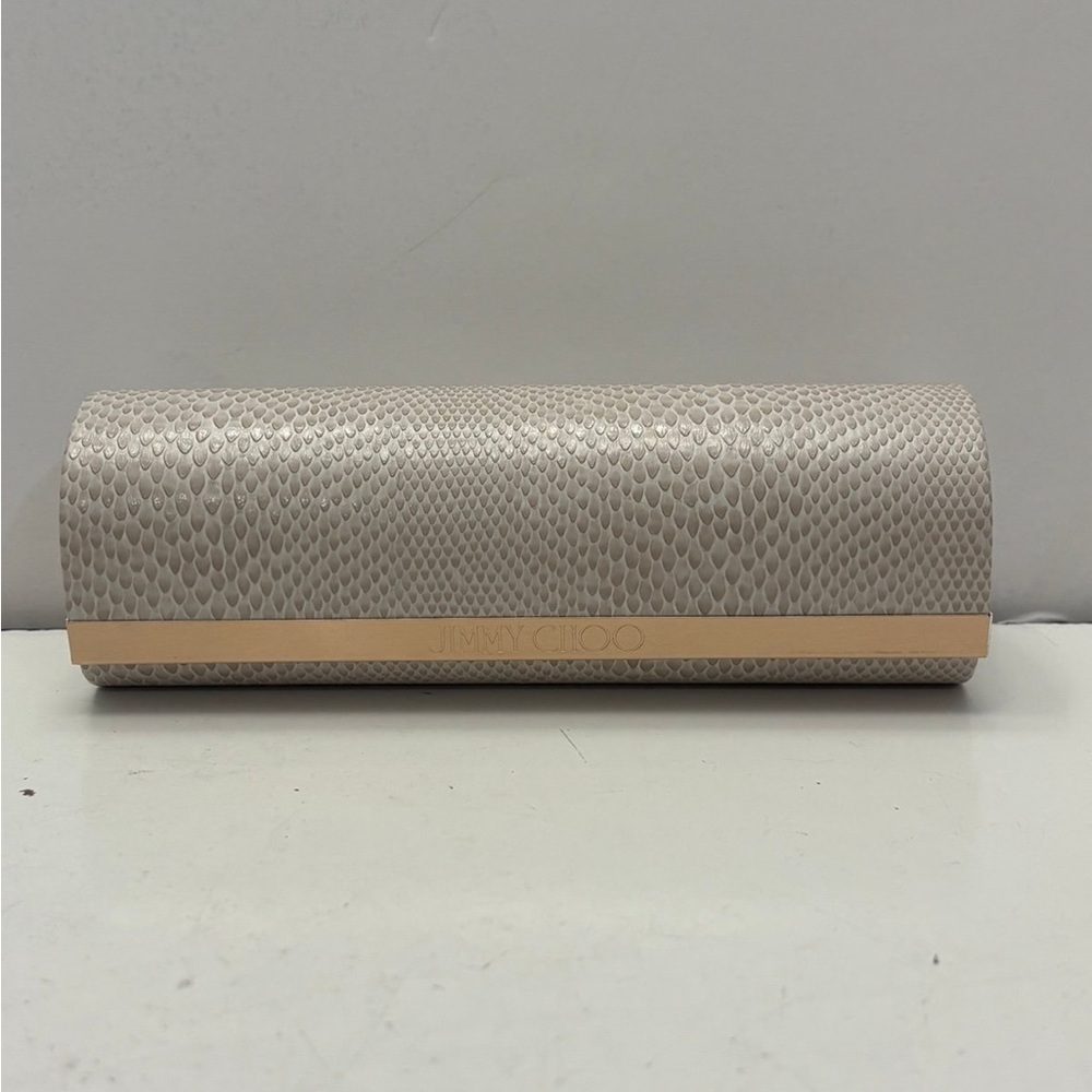 Jimmy Choo faux snake skin hard sunglasses case with a magnetic closure